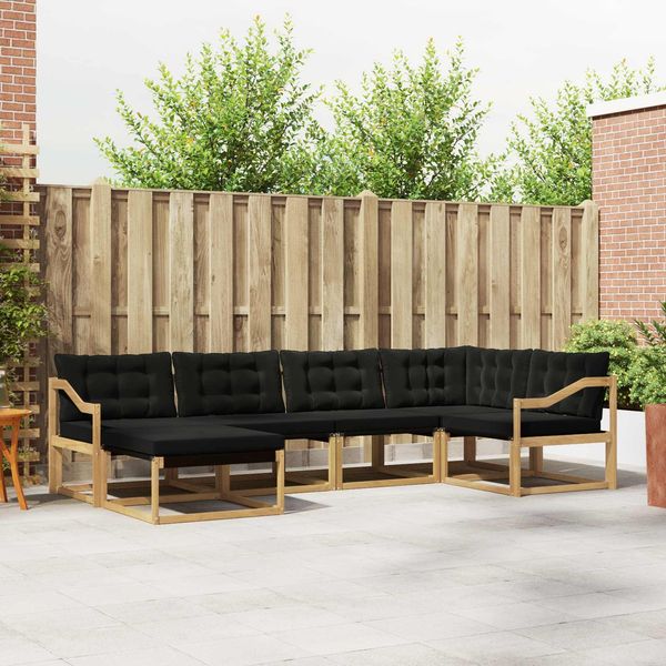 vidaXL Outdoor-Sofagarnitur mit Kissen 6 pcs Weiß und Schwarz 3388862