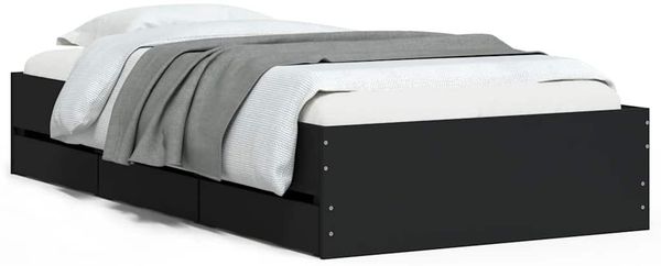 Einzelbettgestell Design für Erwachsene mit Schubladen Schwarz 90x190 cm Holzwerkstoff d3746e