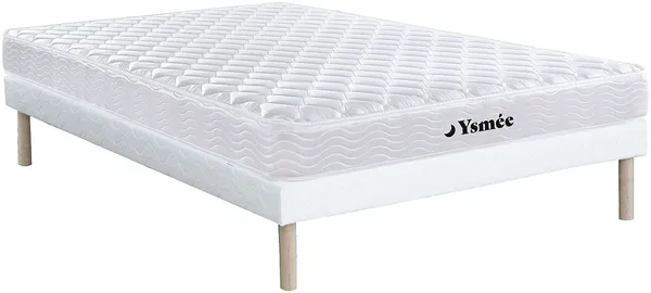 Vente-unique - WOLKENLOS Mattress and bed base set Stoff Weiß - B 140 cm x H 31 cm15 cm x L 190 cm