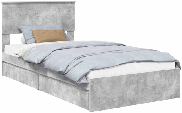 vidaXL Aufbewahrungsbett Beton Grau 100x200 cm Holzwerkstoff 3410829
