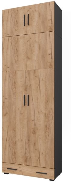 Mehrzweckschrank Ingo Anthrazit/Goldkraft Eiche 80 x 241.2 cm mit Schrankaufsatz und Schubladenmodul Vicco