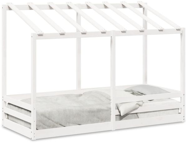 vidaXL Kinderbett mit Dach Weiß 75x190 cm Massivholz Kiefer 847010 Bild 2