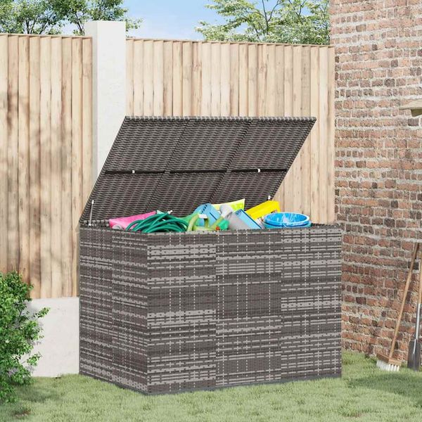 vidaXL Garten-Kissenbox PE Rattan 145x100x103 cm Grau 317231