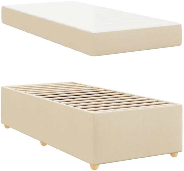 vidaXL Bettrahmen mit Matratze Creme 100 x 200 cm Stoff 3399340 Bild 4