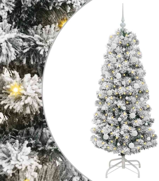 vidaXL Künstlicher klappbarer Weihnachtsbaum Grün und Weiß 150 cm 3395589