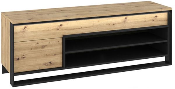 Lowboard Quant TV-Unterschrank 155cm eiche artisan schwarz MDF grifflos