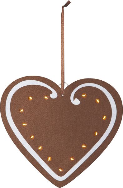 Weihnachtsbeleuchtung Merry Filz Lebkuchenherz mit 14 LEDs B 27cm