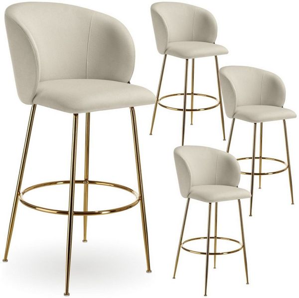 tectake Barhocker Barstuhl Luana, mit Rückenlehne, Samtoptik, 51 x 60 x 106 cm, Belastbarkeit 120 kg