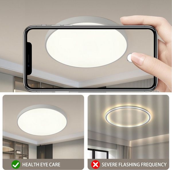 style home LED Deckenleuchte Metall Deckenlampe 12W/24W/36W/48W/96W, Runde/Quadratisch, LED fest integriert, Warmweiß 3000K ohne Fernbedienung, 36W, Ø40*4cm, Runde Lampe für Wohnzimmer Schlafzimmer Küche,Weiß