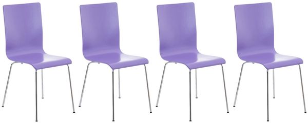 4er Set Besucherstuhl TUNIS - Holz Lila 43x47x87 cm | Besucherstühle Konferenzstuhl Wartezimmerstuhl Bürostühle Bürostuhl Konferenzraum Wartezimmer