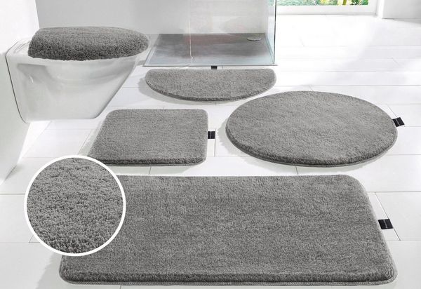 Bruno Banani Badematte Lana, Badvorleger, Badezimmer Teppich, rutschhemmend beschichtet, schnell trocknend, strapazierfähig, fußbodenheizungsgeeignet, Polyacryl, rechteckig, Badteppich, Badematten, unifarben, auch als 3 teiliges Set & rund