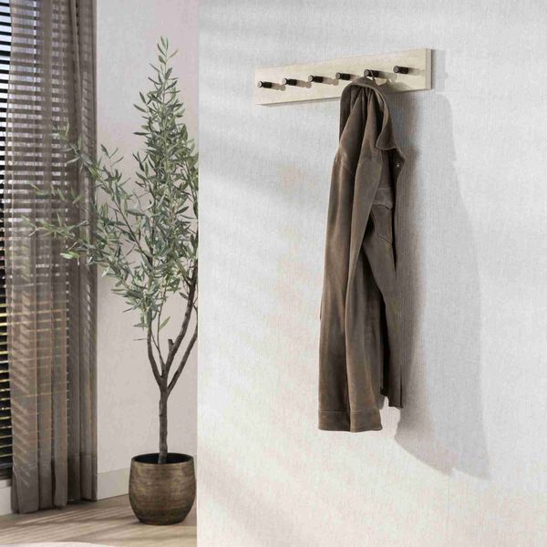 Wandgarderobe Oniva mit 6 Haken und Keramik in Travertinoptik