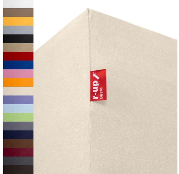 r-up Beste Spannbettlaken 90x200-100x220 bis 35cm Höhe natur 95% Baumwolle / 5% Elastan 230g/m²