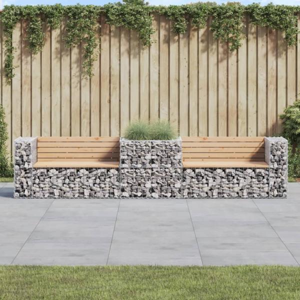 vidaXL Gartenbank mit Gabione Massivholz Kiefer 3196245