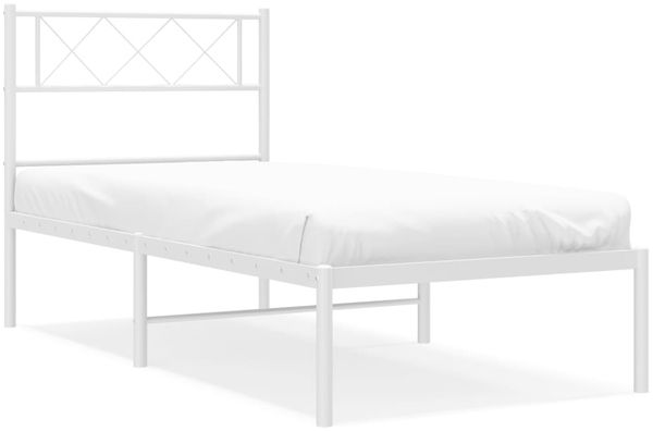 Einzelbettgestell Design für Erwachsene mit Kopfteil Metall Weiß 80x200 cm d2963e