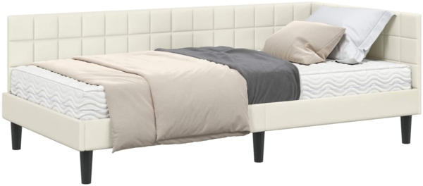 vidaXL Eckbettgestell mit Matratze mit Kopfteil 2 pcs Creme Samt 3393995