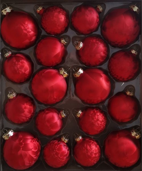 18tlg. Weihnachtskugel Set Eislack Weihnachtsrot Schatzhauser Weihnachtsschmuck