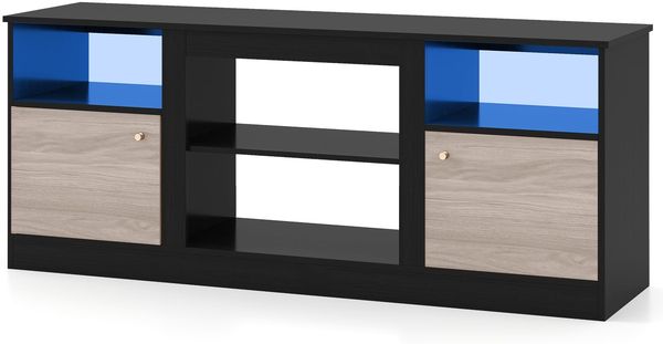 TV-Schrank mit LED-Lichtern für 65" Fernseher Fernsehschrank mit Verstellbarem Regal
