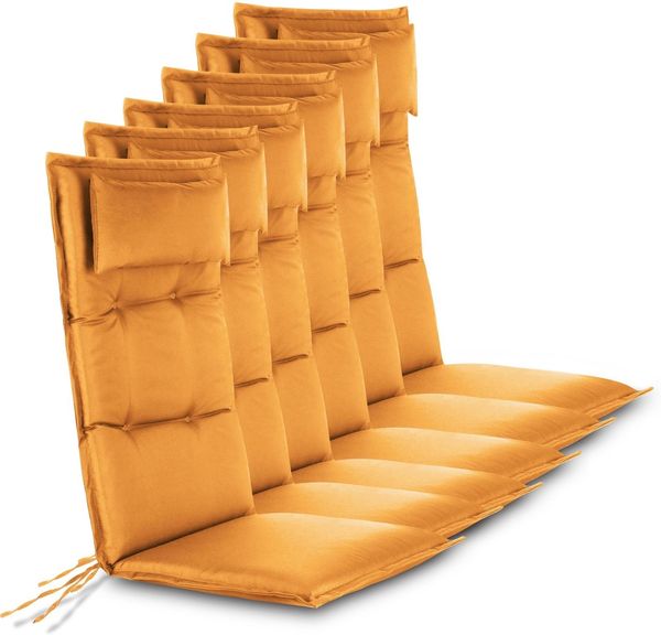 Aspero Hochlehnerauflage 6 Hochlehner Stuhlauflagen Sitzpolster, (Set), Wasserdicht