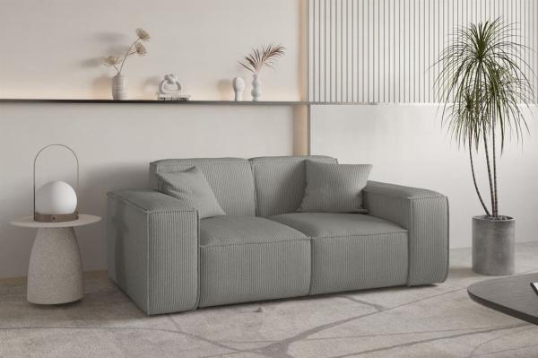 Sofa Designersofa CELES PREMIUM 2-Sitzer in Stoff Scala Grau