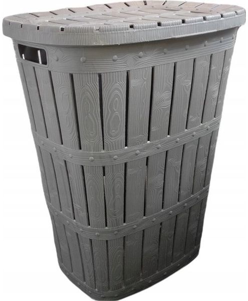 Katex Wäschekorb 55 l WOOD - grau
