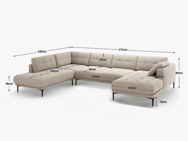 Micadoni Panorama Ecksofa Bemy 7-Sitzer Links Samt Flaschengrün Bild 6