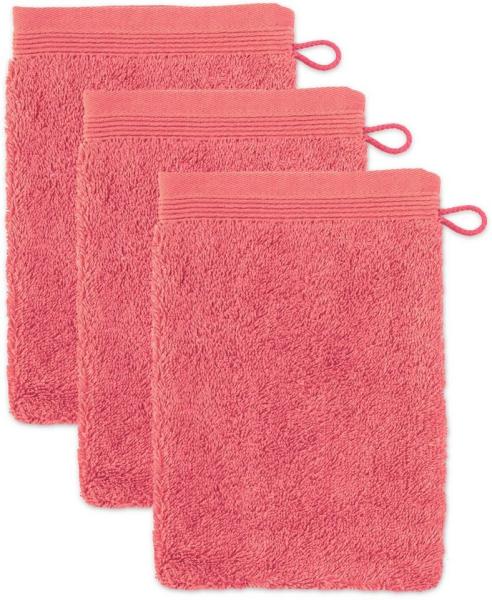 Möve Superwuschel Waschhandschuh 15x20 cm aus 100% Baumwolle, Coral 3er Set