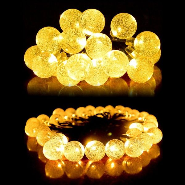 Salcar LED Solarleuchte LED Solarleuchten Garten Kugel Lichterkette Außen Solar Gartenleuchte, Warmweiß, Bunt, Warmweiß, 5M 10LED Lichterkette