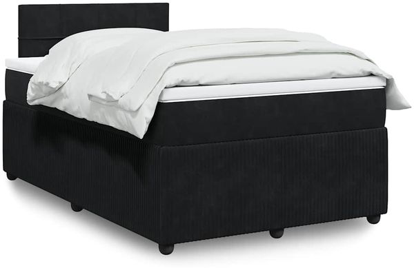 vidaXL Boxspringbett mit Matratze Schwarz 120x200 cm Samt 3290012