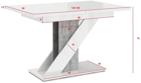 Compleo Esstisch Esszimmertisch Chloe, Ausziehbar 120-160 cm, Esszimmer, Tisch Bild 3