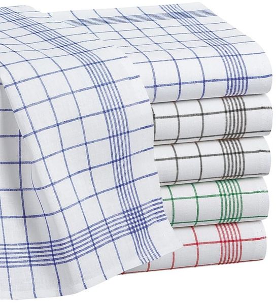 Zestri Geschirrtuch Halbleinen 10er Set Geschirrhandtücher 50x70 cm Anthrazit Blau Rot, (50-tlg, 10 Stück), Modernes Design I saugstark mit Lasche zum Aufhängen