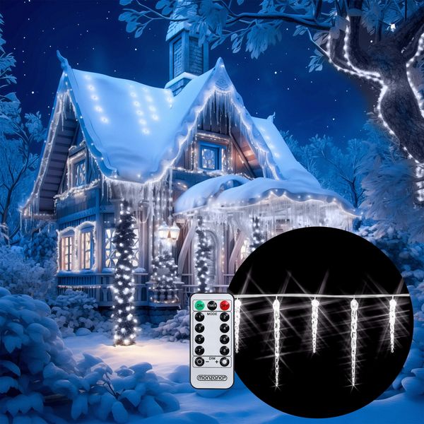 Monzana Lichterkette mit 40 LED Zapfen weiß Innen & Außen Fernbedienung Weihnachten Deko Weihnachtsbeleuchtung