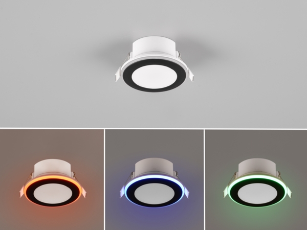 LED Einbaustrahler ARGUS Schwarz mit Fernbedienung dimmbar & RGBW, Ø 8cm