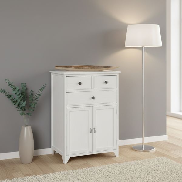 Kommode Schrank Regal Sideboard Badschrank Shabby Chic weiß Holz Beistellschrank