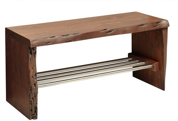 Garderobenbank Akazie 81x30x40 braun lackiert PURE ACACIA #816