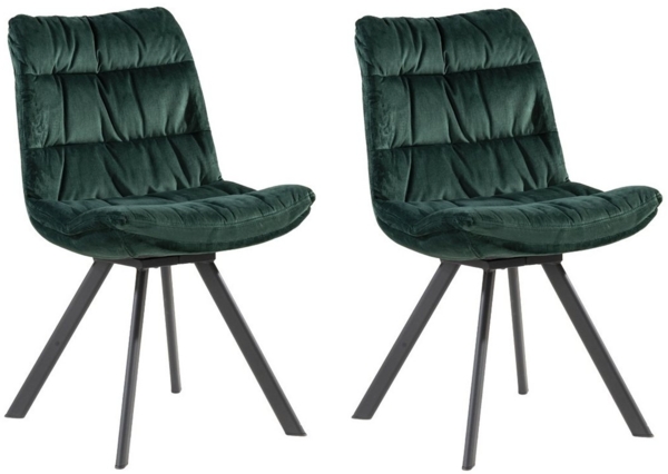 Home4You Polsterstuhl, 2er Set, Grün, Samt, Metallgestell