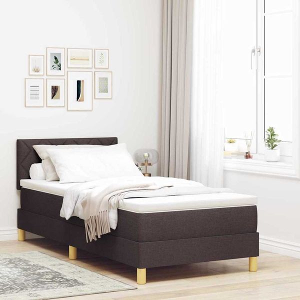 vidaXL LED Boxspringbett mit Kopfteil Dunkelbraun 100 x 200 cm Stoff 3342495