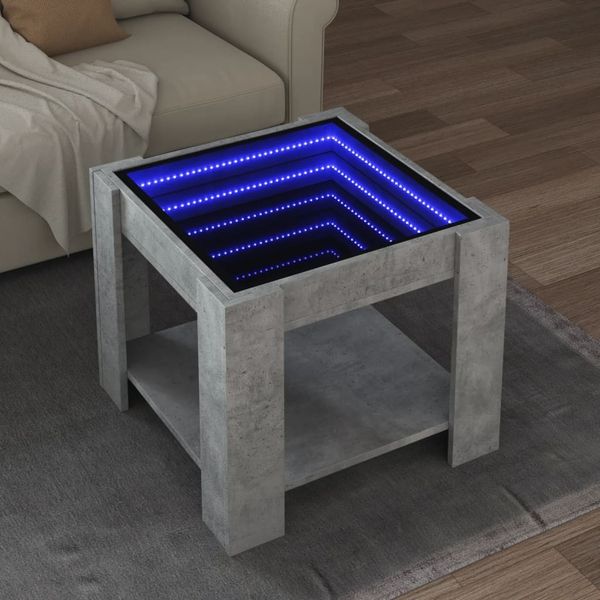 vidaXL LED-Couchtisch Betongrau 53x53x45 cm Holzwerkstoff 847542