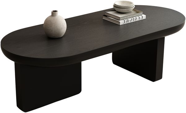 Merax 120 cm schwarzer Couchtisch, Wohnzimmertisch mit Sprühfarbe besprühen, Ovaler Tisch, Sofatisch, Beistelltisch, Kaffeetisch Bild 10