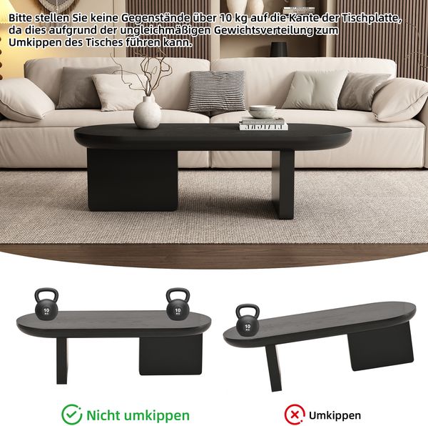 Merax 120 cm schwarzer Couchtisch, Wohnzimmertisch mit Sprühfarbe besprühen, Ovaler Tisch, Sofatisch, Beistelltisch, Kaffeetisch Bild 6