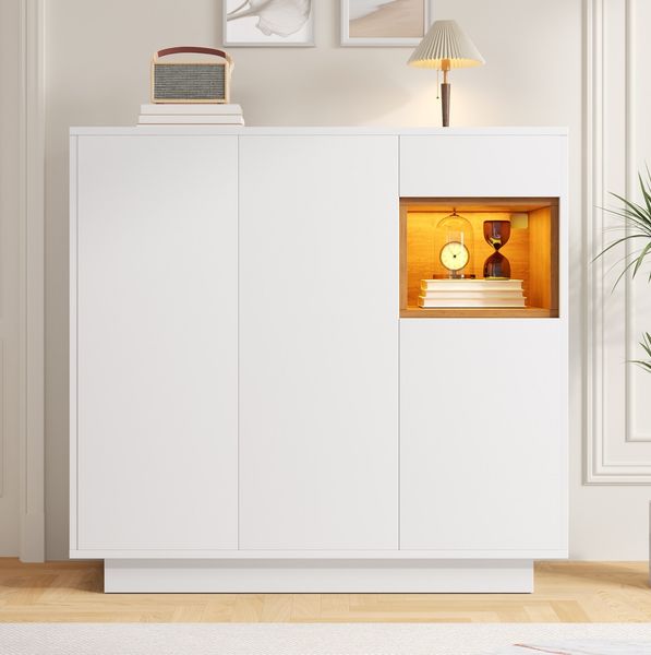 Schuhschrank 100,5x39,5x105 cm mit LED-Beleuchtung und verstellbaren Fächern – modernes Design für den Eingangsbereich