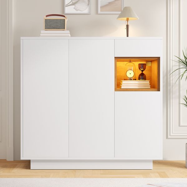 Schuhschrank 100,5x39,5x105 cm mit LED-Beleuchtung und verstellbaren Fächern – modernes Design für den Eingangsbereich