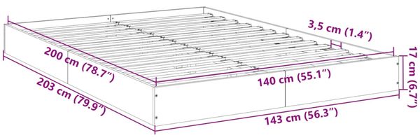 vidaXL Bettgestell Betongrau 140x200 cm Holzwerkstoff 842024 Bild 10