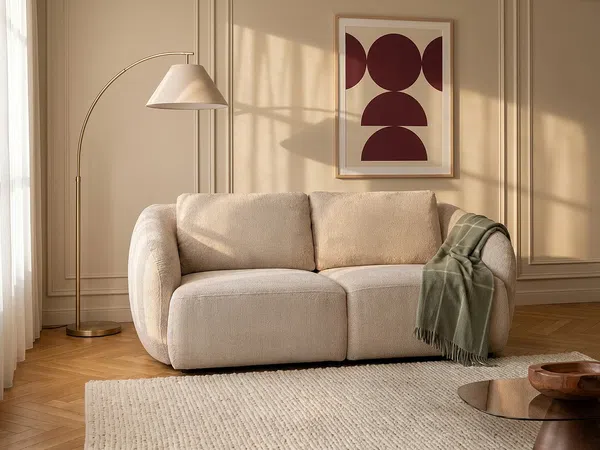 Vente-unique - LIRUNO Sofa Stoff Beige - B 104 cm x H 85 cm x L 200 cm