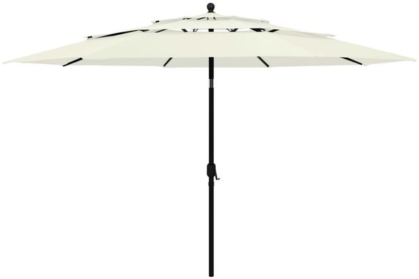 vidaXL Sonnenschirm mit Aluminium-Mast 3-lagig Sandfarbe 3,5 m 313876