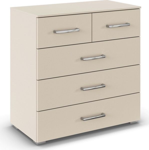 rauch Kommode Gamma (Breite 80 cm / Höhe 81 cm, verschiedene Griffvarianten/-Farben), mit fünf geräumigen Schubladen in verschiedenen Größen MADE IN GERMANY