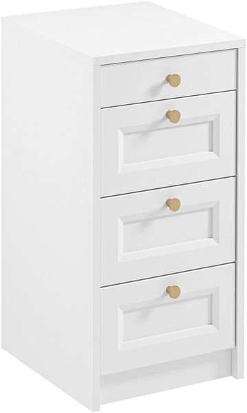 AX LIVING Weiße kleine Kommode Raiane K4SW Mini Kommode Schubladen 40