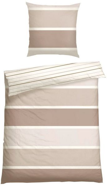 Schiesser Bettwäscheset Brody - Feinbiber - 2-teilig - 135 x 200 cm - Taupe