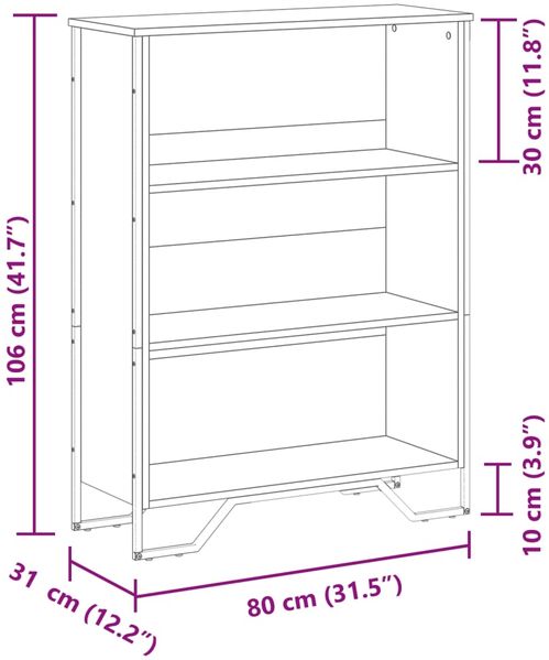 vidaXL Bücherregal Sonoma-Eiche 80x31x106 cm Holzwerkstoff 848625 Bild 9