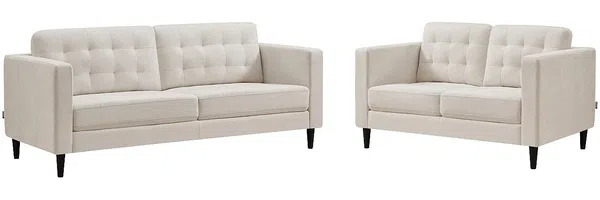 Vente-unique - DIBALU Couchgarnitur StoffStoff Beige - B 87 cm x H 84 cm x L 141 cm200 cm Bild 2